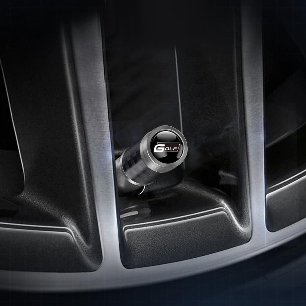 W130Car Accessories Carbon Fiber Wheel Tire Valve Caps Stem Case For Volkswagen Golf Passat Jetta Tiguan Polo GTI Beetle Vento Rline