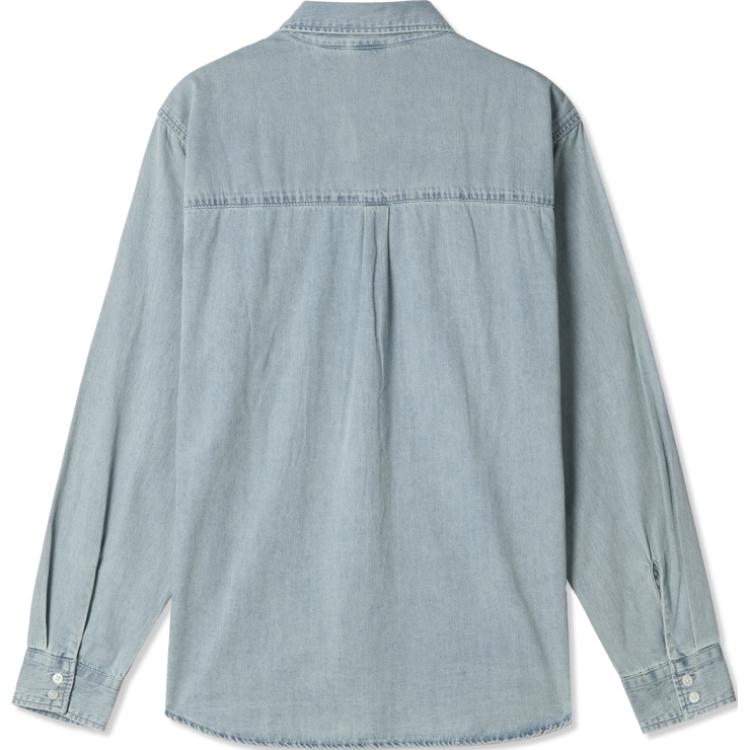 Levis Plain Minimalist Comfortable Denim Long Sleeve Shirt Men Shirts Light-Blue 002HI-0001