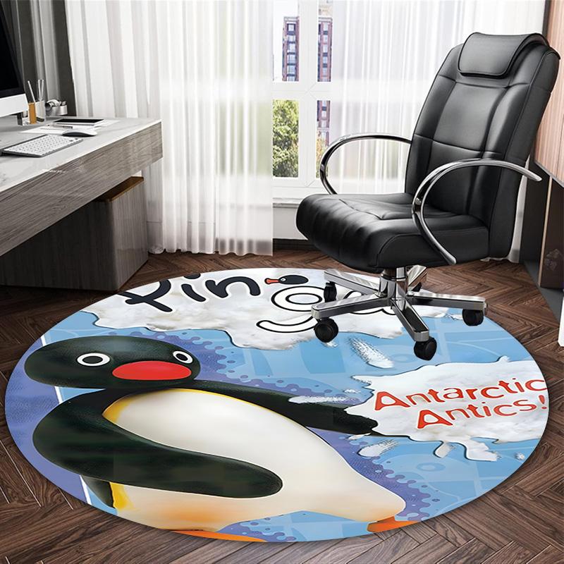 1pc Pingu1 Carpet, Round Rug, Comfortable, Suitable for Entryways, Living Rooms, Office, And Bedrooms, Christmas Decoration