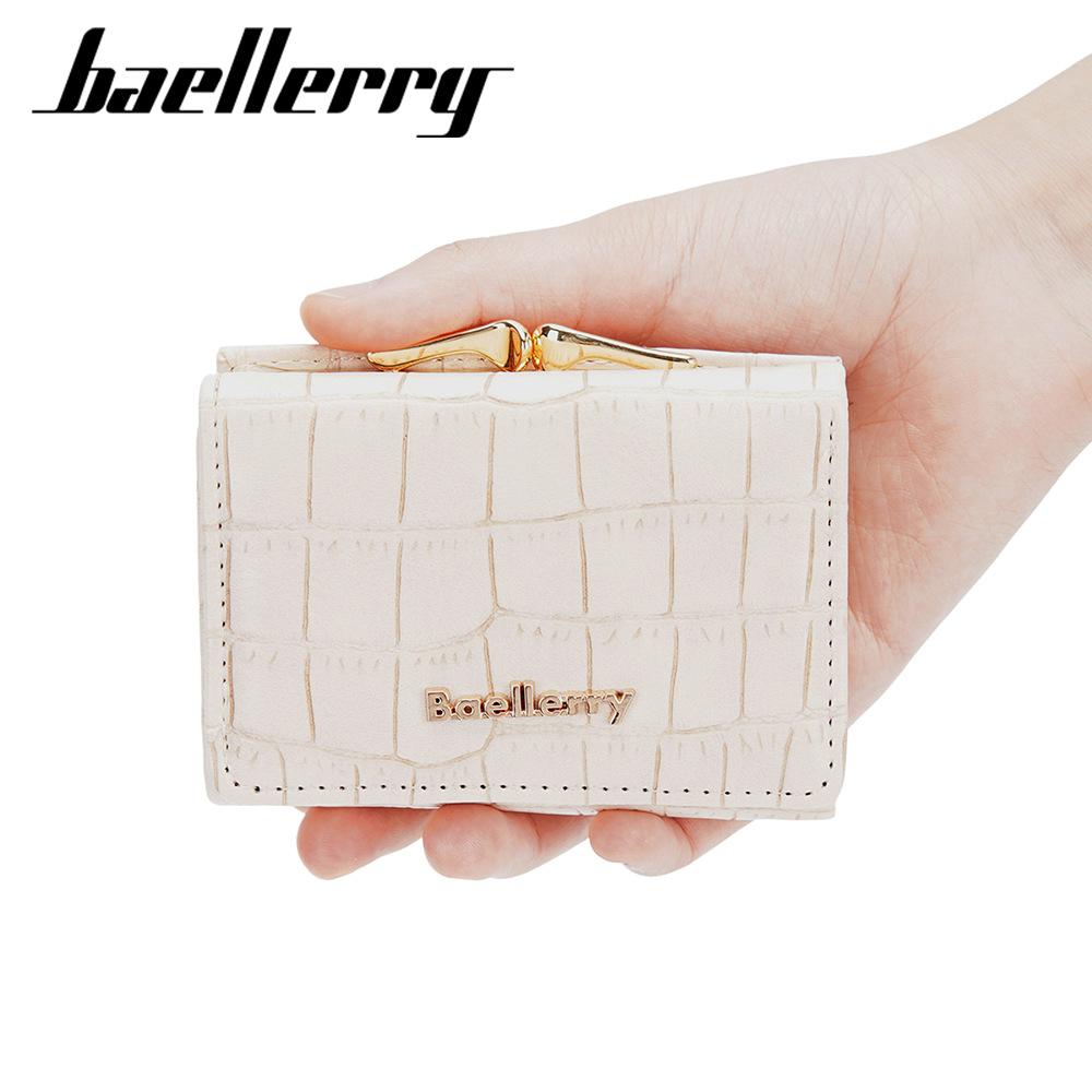 Baellerry Women's Billfold Short Wallet Stone Texture Trifold Purse Snap Closure Coin Purse Fashion Card Holder