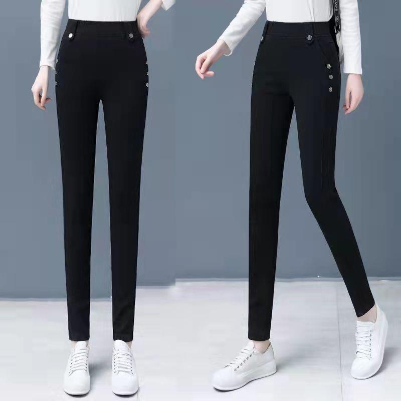 High-Waisted Fleece-Lined Slim Fit Denim Pants for Women 33 (150-160 jin)