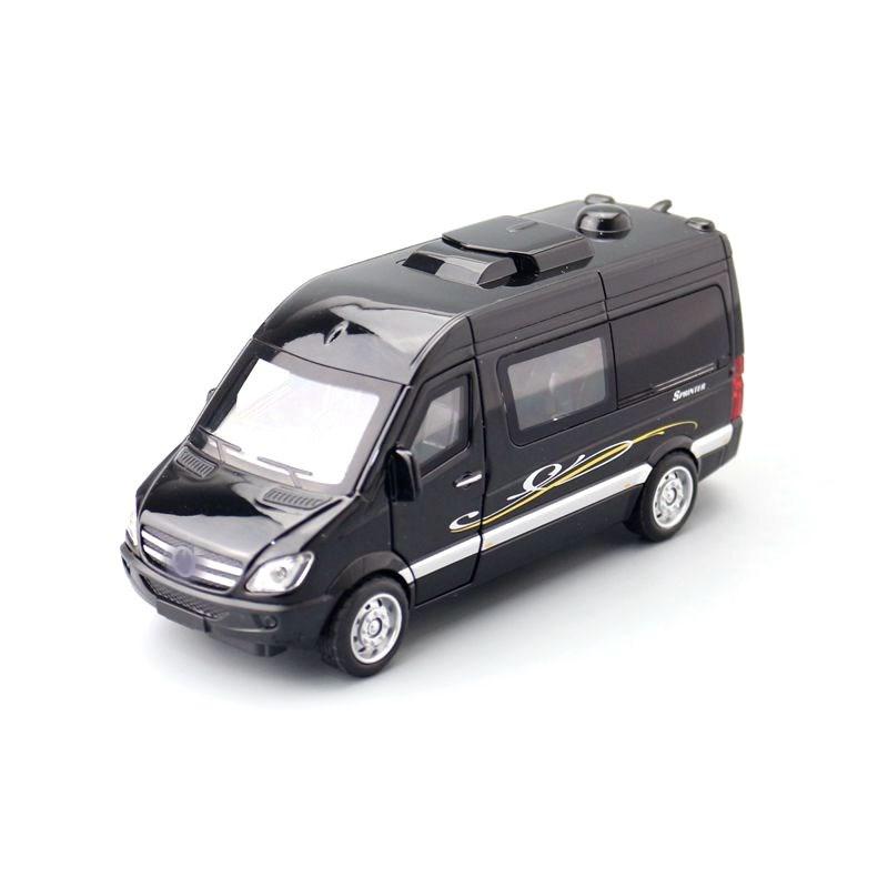 1:32 Mercedes-Benz Sprinter MPV Van Toy Car Diecast Vehicle Model Pull Back Sound Light Doors Openable Collection Gift For Kid