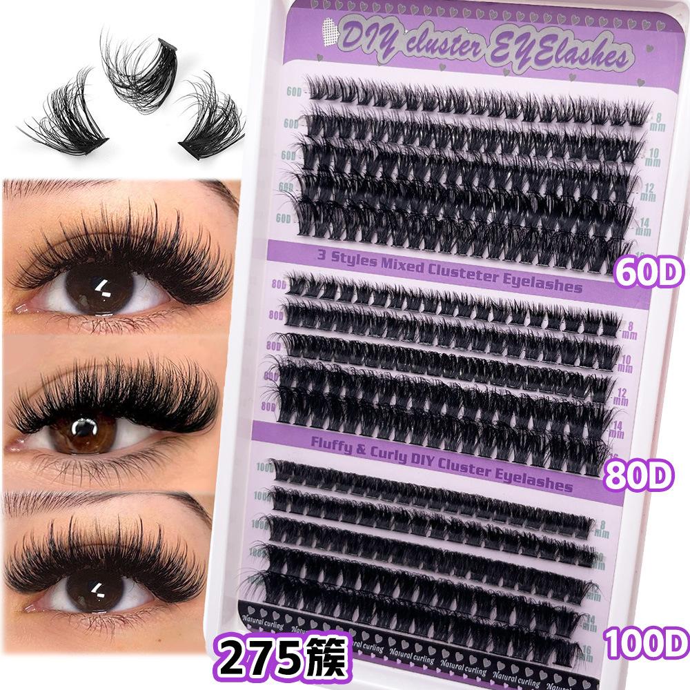 Flat False Eyelashes Stable Segmented Hairs 30P40P50P60P80P14 Rows Curled