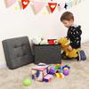 SONGMICS Folding Storage Ottoman Stool Footrest and Textile Linen Dark Grey 38 x 38 x 38 cm lsf27z