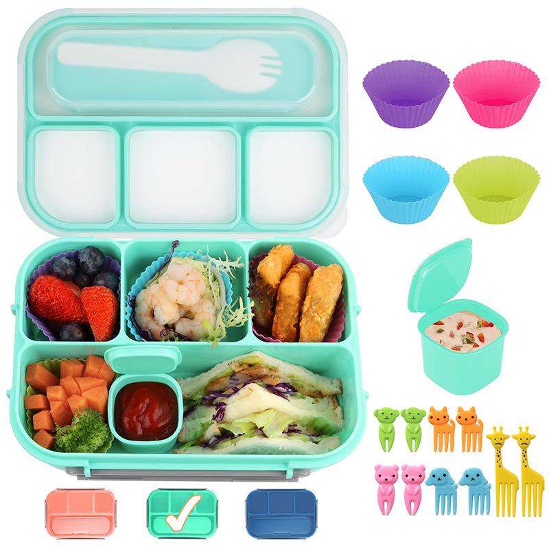 Set da 16 pezzi di portapranzo bento in plastica per studenti con scomparti adatti al microonde e stuzzicadenti per frutta