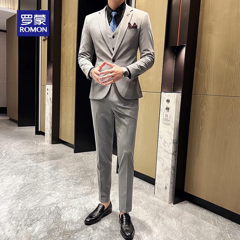 ROMON Men's Slim-Fit Business Formal Suit