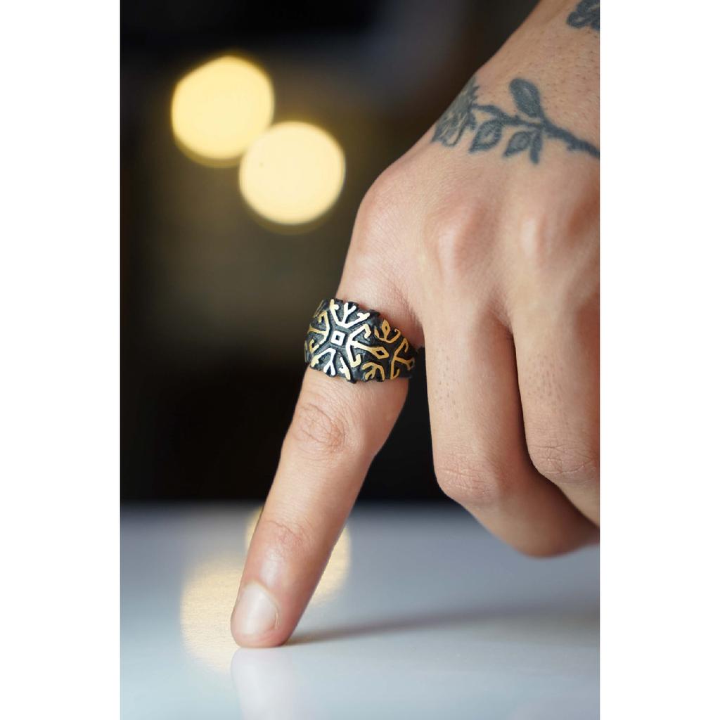 Men's Silver Plated Labyrinth Model Adjustable Ring