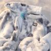 Women's Tie Dye Lamb Fleece Jacket Autumn Winter Zipper Outerwear Warm Plush Jackets Harajuku Casual Loose Female Thick Coat