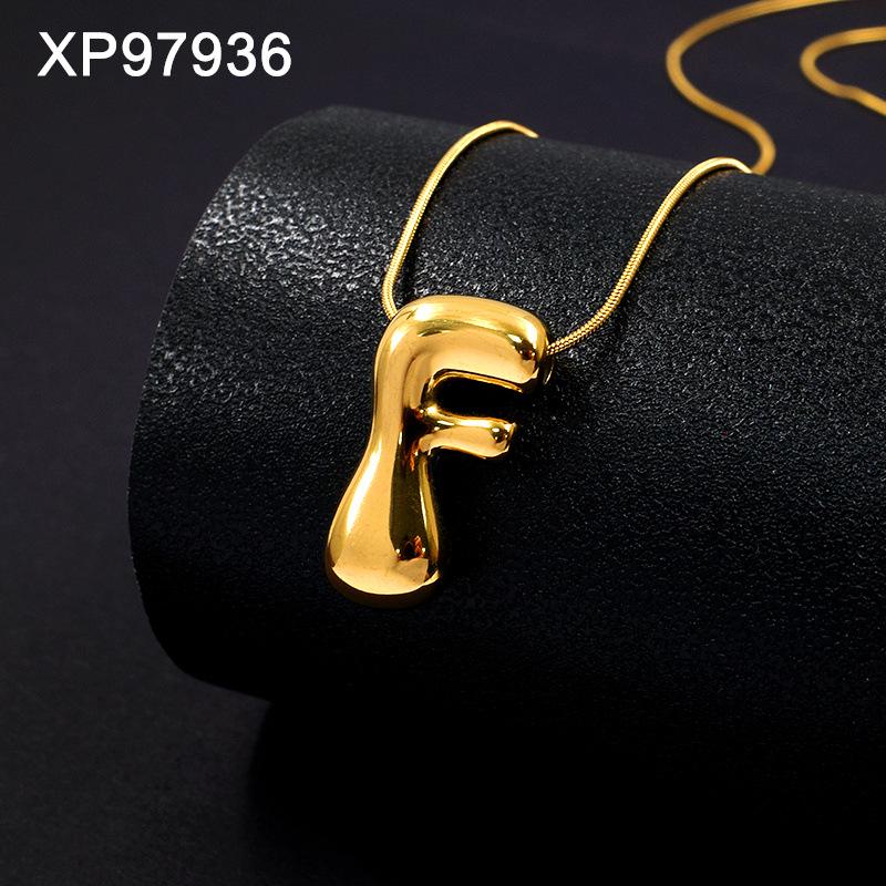 Personalized Gold-Plated Titanium Letter Necklace for Women - Fashionable Clavicle Chain Jewelry