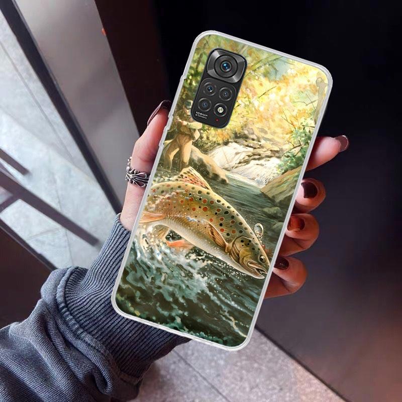 Carp Fish Fishing Rod Hook Phone Case For Xiaomi Redmi Note 15 14 14S 13 12S 12 Pro Plus 11S 11 10S 10 4G Cover 11E 11T 5G Print