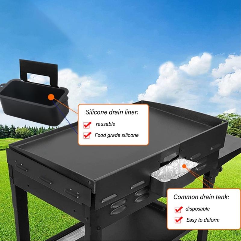 4 Pack Silicone Grease Cup Liners Grilling Drip Pans Tray Accessories Silicone Texture Suitable for Outdoor Grilling