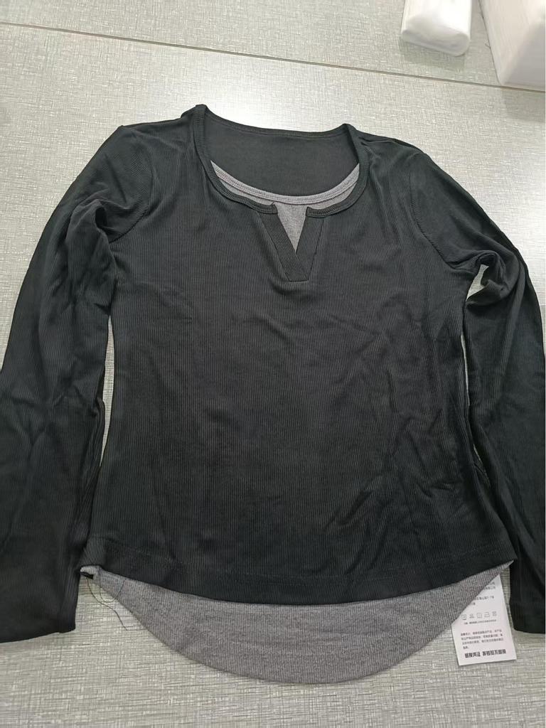 Look Due Pezzi da Donna Taglie Forti Maglietta a Maniche Lunghe - Stile Europeo Modellante, Perfetta per Primavera/Autunno