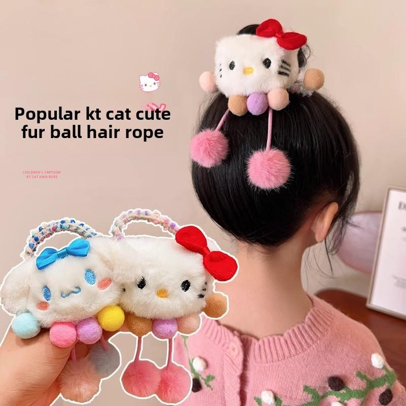 Dětská čelenka Kuromi Čelenka Příze Roztomilá Kreslená Gumička Dívka Svážejte Culík Masová hlava Sanrio Vlasový doplněk