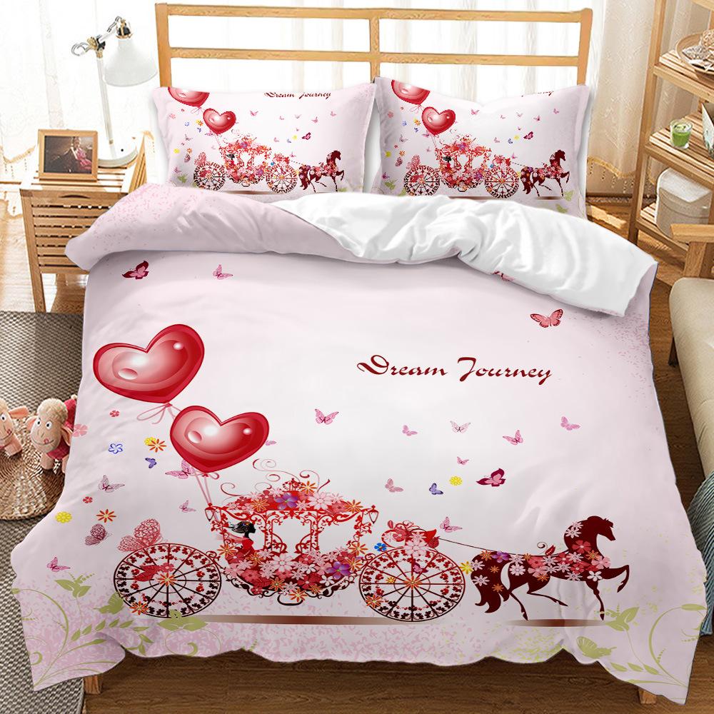 

Pink Cartoon Fresh Paris Street Scene 3D Print Bedding Set Cozy Duvet Cover King Queen Twin Size Birthday Gift Girl Room Decor EU Single 135x200cm
