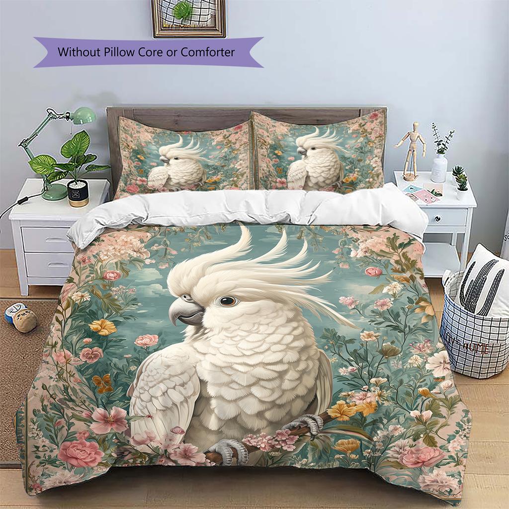 Beautiful Cockatoo Pattern Bedding Home Decoration Birthday Gift (1 * duvet cover + 2 * pillowcase, without core)