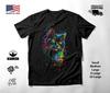 Cat Portrait Neon Graphic T-Shirt Black Unisex S-2XL