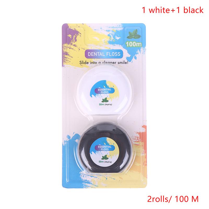 2Roll Portable 50M Dental Flosser Oral Care Essential Floss Toothpicks Dentistry Floss With Case Dental Hygiene Teeth Clean Tool