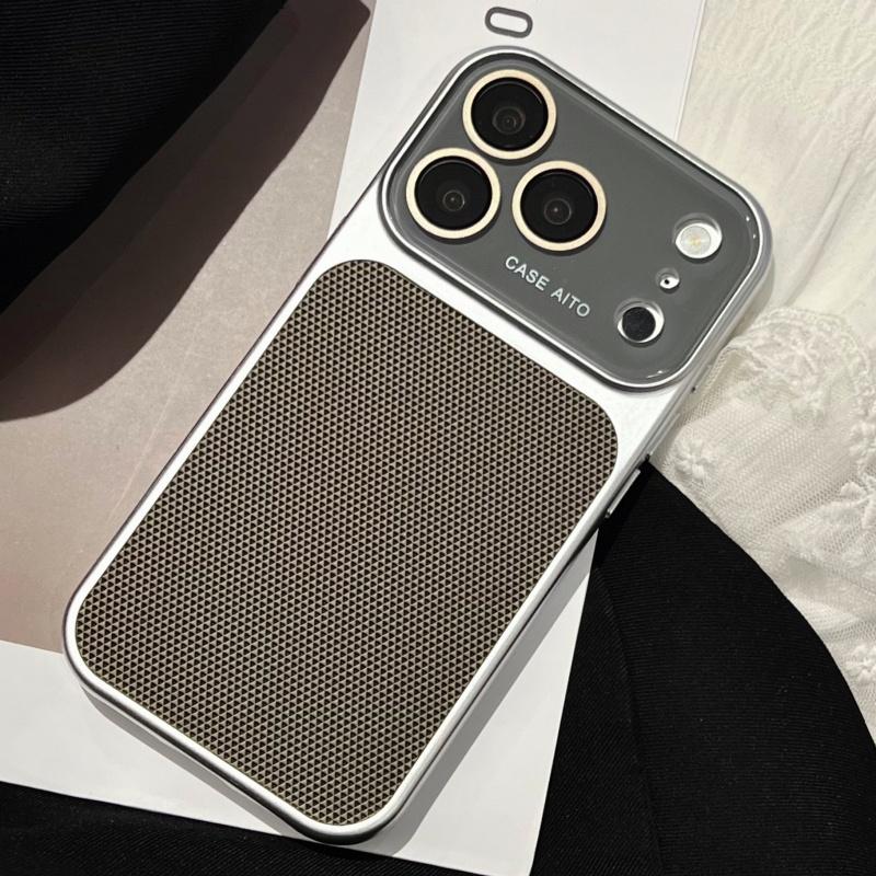 

Plating Diamond Texture Shockproof Phone Case for iPhone 17 16 15 14 13 Pro Max Crystal Large Camera Glass Bumper Cover iPhone 15