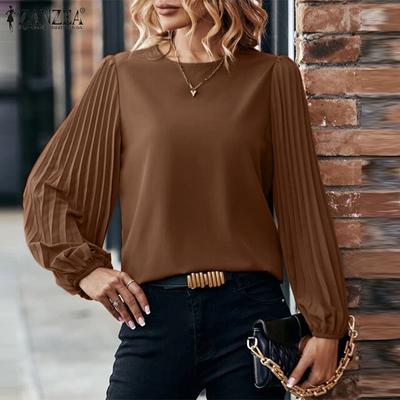 Naiste ümara kaelusega pikkade varrukatega survevolt avatud tilgad lipsunööb lahti ühevärviline pluus