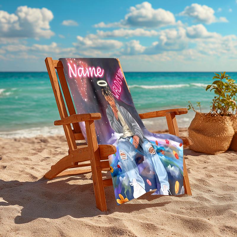 Personalized customized proof beach towel with Juice WRLD pattern - soft, absorbent,quick-drying,perfect swimming,camping&bathing