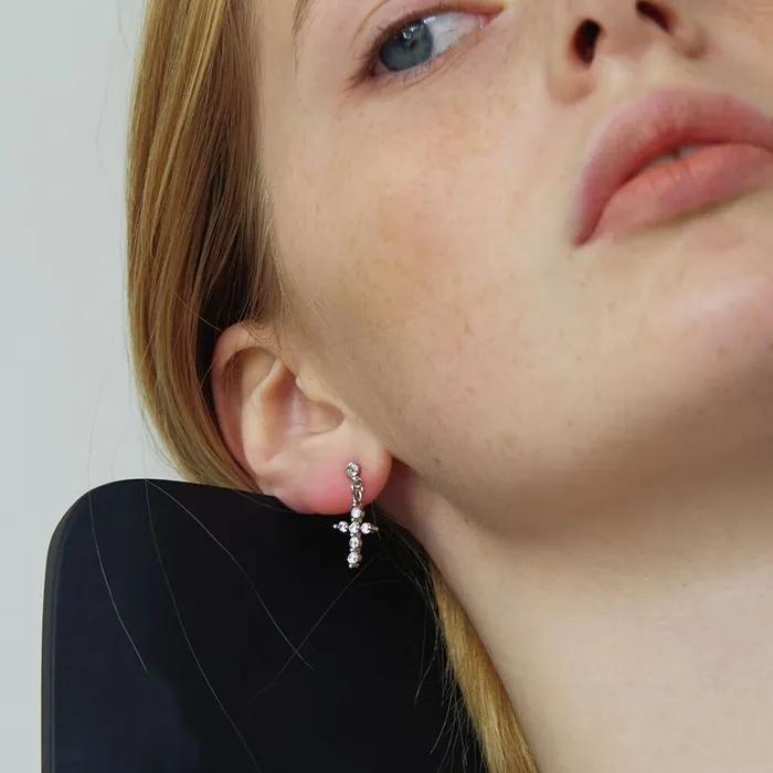 Cubic Cross Earrings