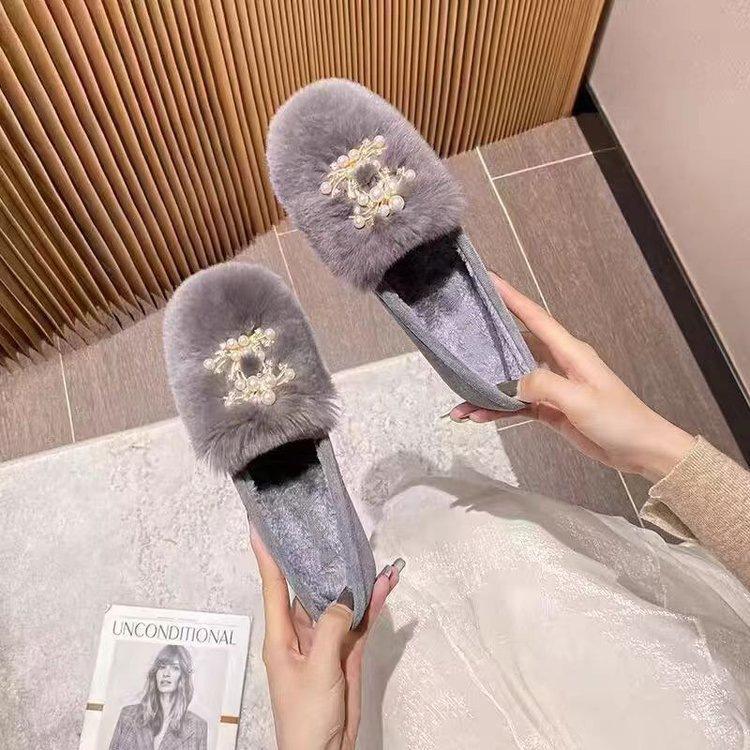 Retro Velvet Round Head Doudou Single Shoes 2025 Autumn and Winter New Fluffy Shoes Women Wear Cotton Ladyshoes Warm Commuter Shoes