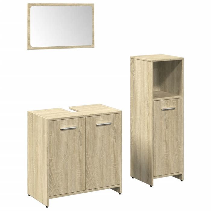 VidaXL 3 Pcs Bathroom Furniture Set Sonoma Oak, Bathroom Storage Cabinet, Bathroom Cupboard 3324971