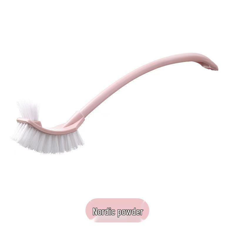 Long Handle Double-Sided Soft Bristle Toilet Brush with Curved Design for Corner and Gap Cleaning