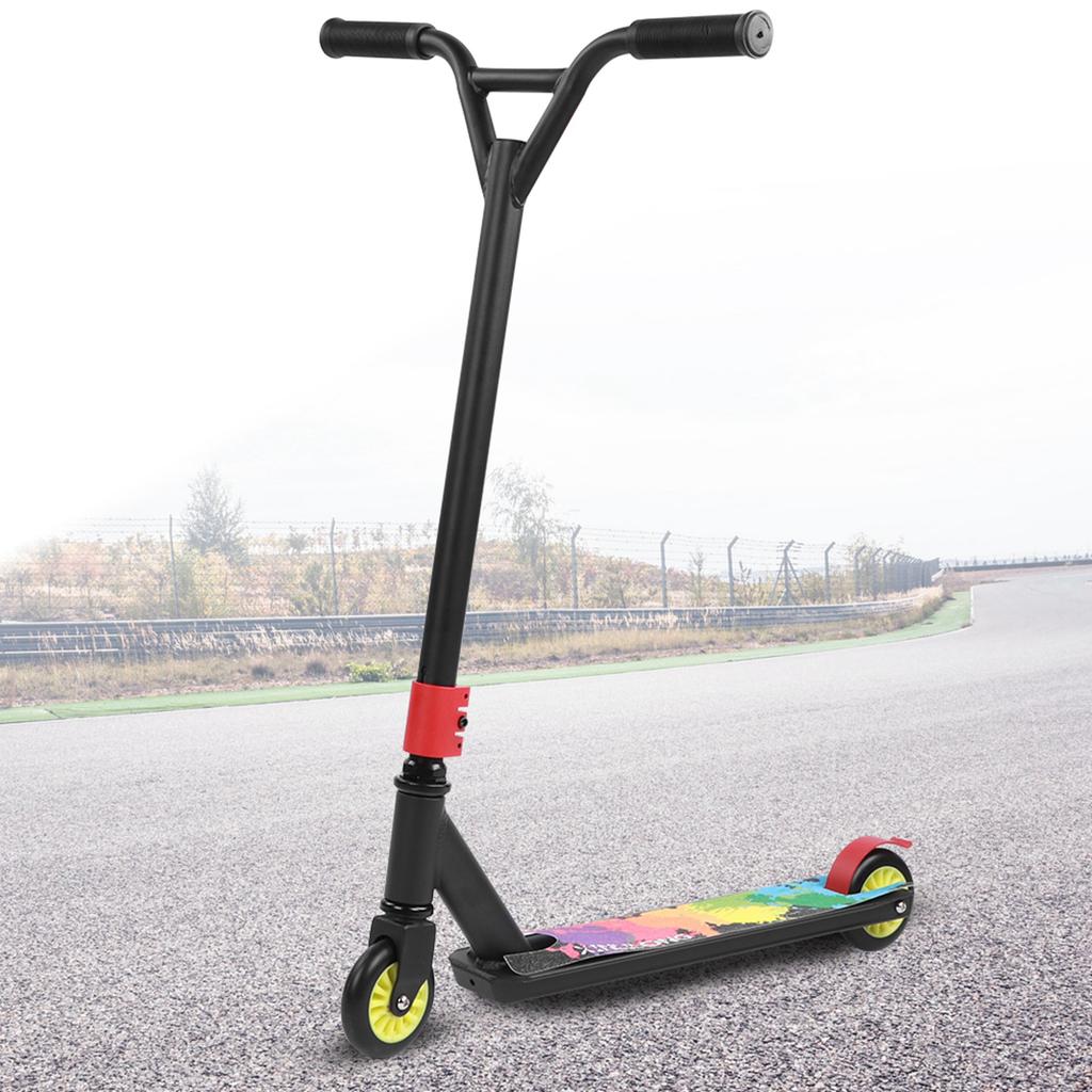 Monopattino Stunt Professionale per Adulti 2 Ruote Elastiche in PU Trasportabile da Guidare per Esterni