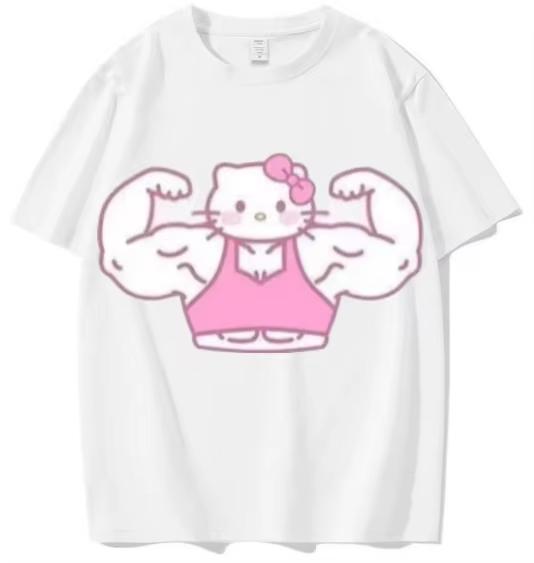 2026 HelloKitty Sanrio Printed Cotton TShirt Summer Cartoon Design Childrens Roundneck Fashion LooseFitting Casual Wear