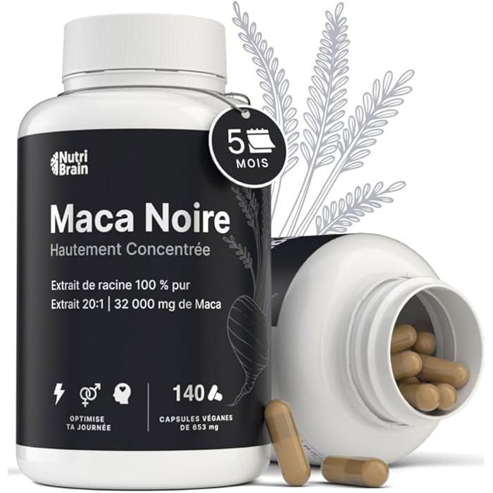 Maca Noire Andine Pure 40.000 mg Extra 5 mois Forte | Énergie, Vitalité, Performance, vegan