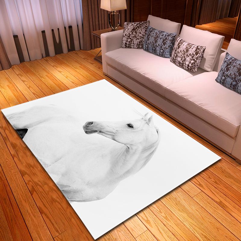 Modern Decor 3D Horses Pattern Carpet Sofa Area Rug Anti-slip Mats Bedside Kitchen Rugs Children Play Carpets for Living Room