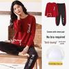 Women's Casual Long Sleeve Pajama Set with Chest Pads, Spring/Fall/Winter, Plus Size, Loose Fit, Suitable for Outdoor Wear