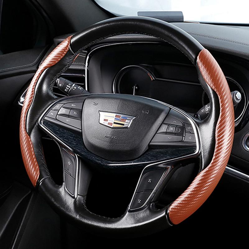 Non-Slip Sport Car Steering Cover Fit 38cm/15inch Carbon Fiber Steering Wheel Booster Cover Universal Car