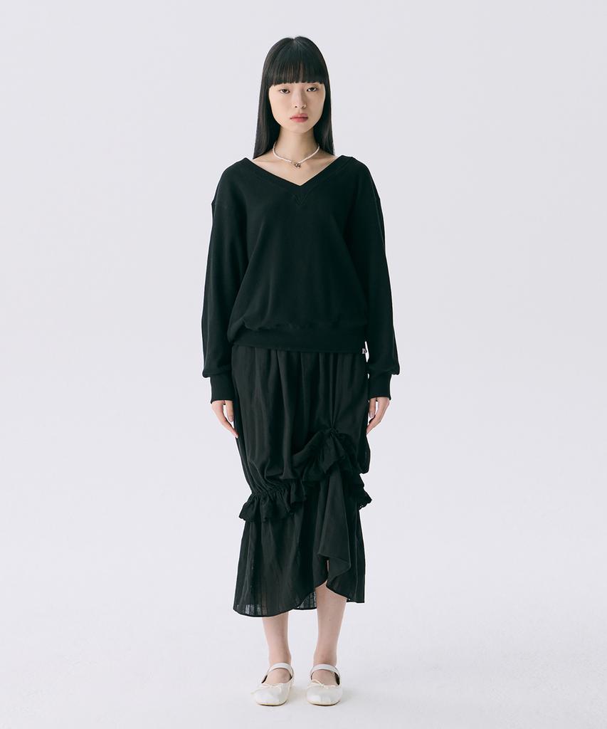 Jun Jun Space Vol12. Frill Long Skirt_Black(Vol12. Frill Long Skirt_Black