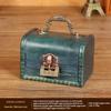 Lockable Wooden Storage Box Retro Vintage Keepsake Chest for Jewelry Necklace Postcard Collectibles Bedroom Home Decor
