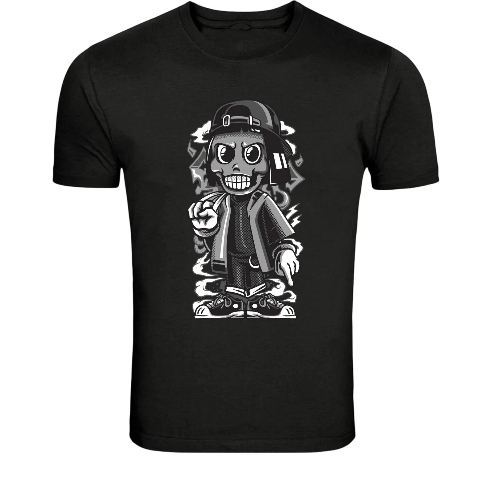 Street Hip Hop Cartoon Character T-Shirt - Urban Rap Style Graphic XL