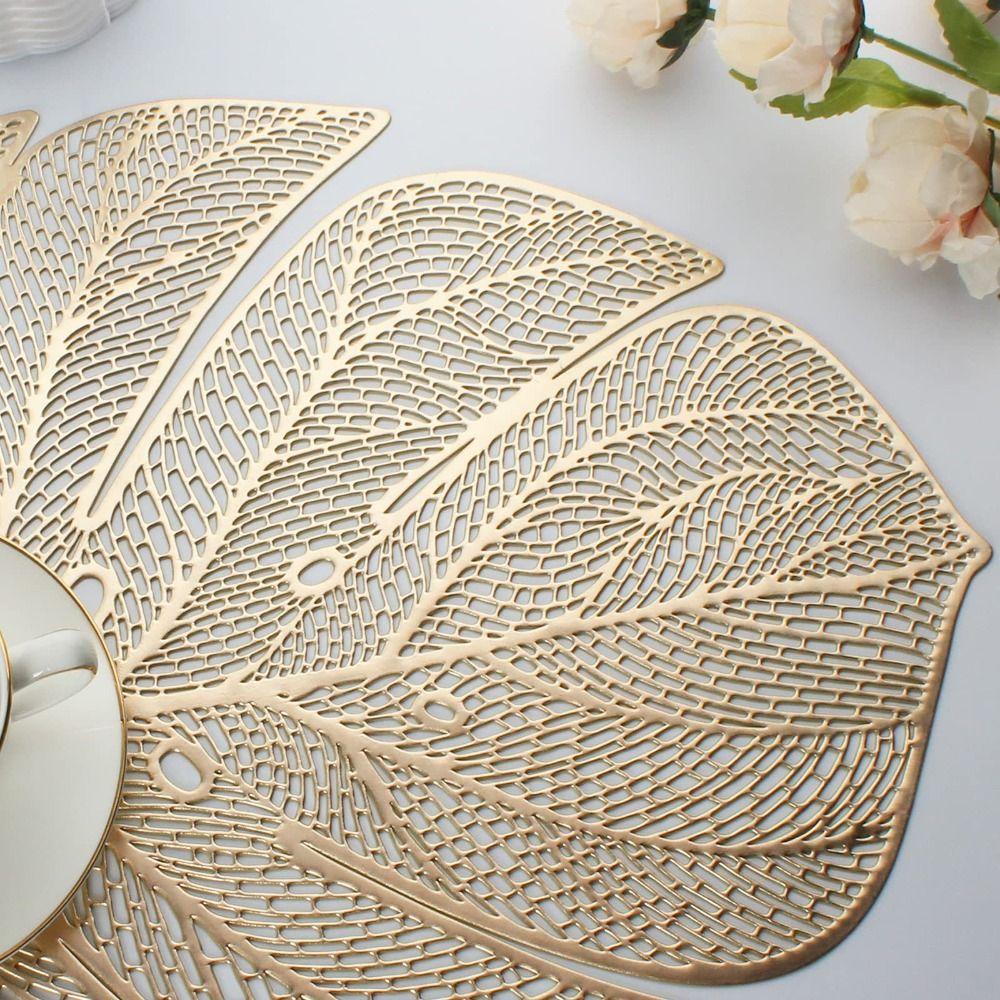 3pcs Hollow Table Mat Anti-stain Coaster Kitchen Accessories Leaf Shape Placemat  Hotel