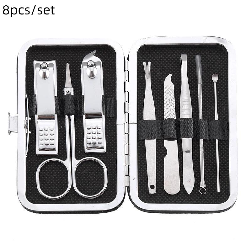 

8/19Pc/set Home Nail Clipper Set Large Dead Skin Pliers Diagonal Small Eyebrow Clipper With Leather Sleeve For Personal Grooming