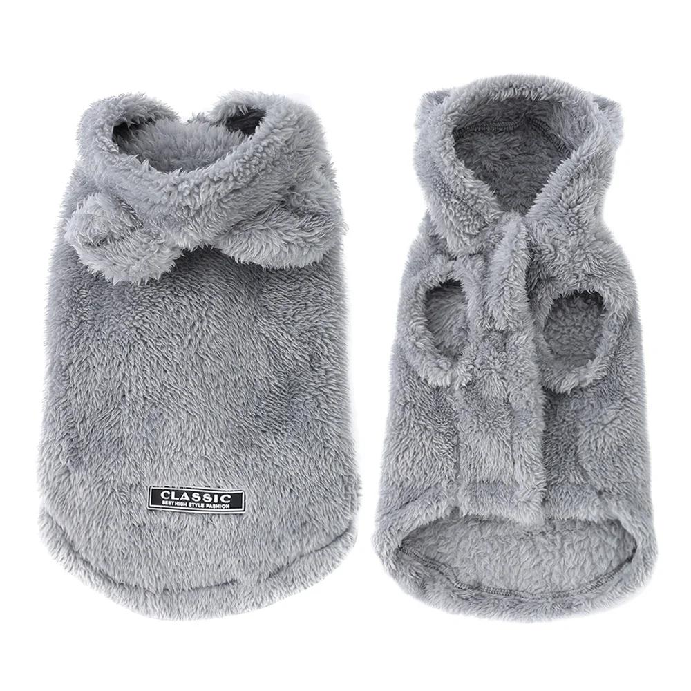 Fashion Plush Dog Hoodies Coat Winter Warm Dog Clothes Rabbit Pattern Cat Jacket Cute Solid Puppy Hoodies Bichon Pet Jacket Coat