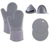 Silicone Heat-Resistant Glove Set: Six-Piece Extended Insulation Kitchen and Oven Mitts for Baking and Microwave Use.