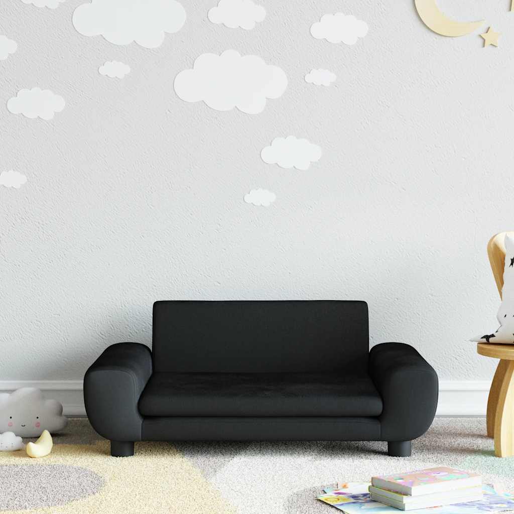 Kids  Sofa Black 70x45x33 cm Velvet