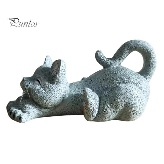 Decorative Resin Figurine for Coffee Shop Stretching Kitten Figurine, Cat Statue, Cute Animal Ornament, Sculpture Office Compact Desktop Decoration