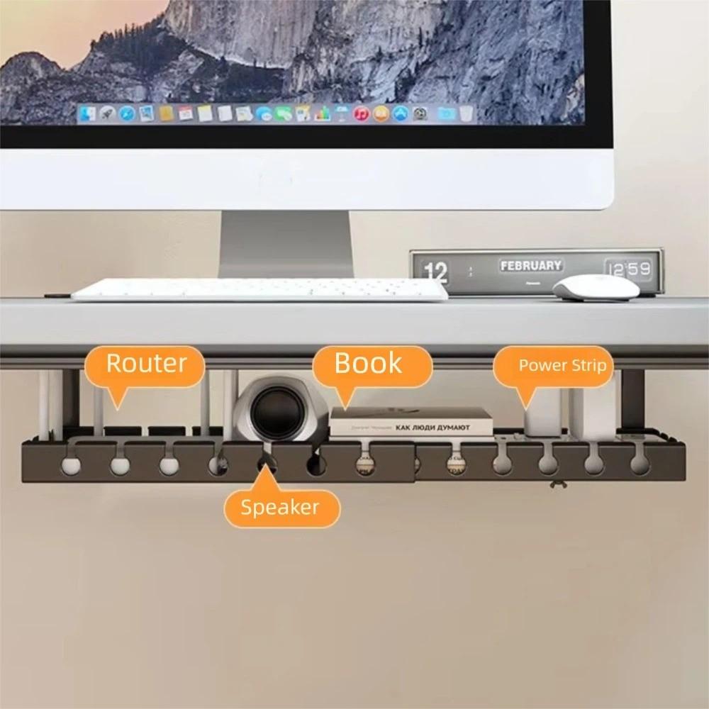 Sturdy Under Desk Cable Management Tray No Drilling Cable Tray Power Strip Cord Holder  Office