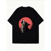 Wolf Howling Graphic T Shirt White Wolf And Red Moon Print Casual Summer Wear For Women