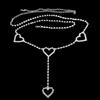 Mei Mary Europäische und amerikanische Strass-Herz-Taillenkette - Sexy Strand-Bikini-Gürtel - Damen-Körperkette
