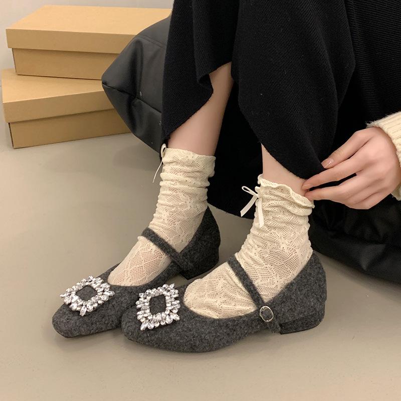 Women's Shoes: High Heels with Fleece, Shallow Opening, Chunky Single Shoes