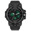 Men's 56mm Analog Digital Military Sports Watch 50M Waterproof LED Backlight Dual Time Stopwatch Alarm Calendar Black White