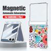 Colorful Flower Printed Magnetic Clear Phone Case For Samsung Galaxy Z Flip7 FE Flip6 Flip5 Flip7 6 5 Folding Hard PC Back Cover