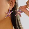 Bohemia Gold Color Starfish Hoop Earring for Women Vintage Exaggerate Metal Big Starfish Earring Beach Party Daily Wear Jewelry